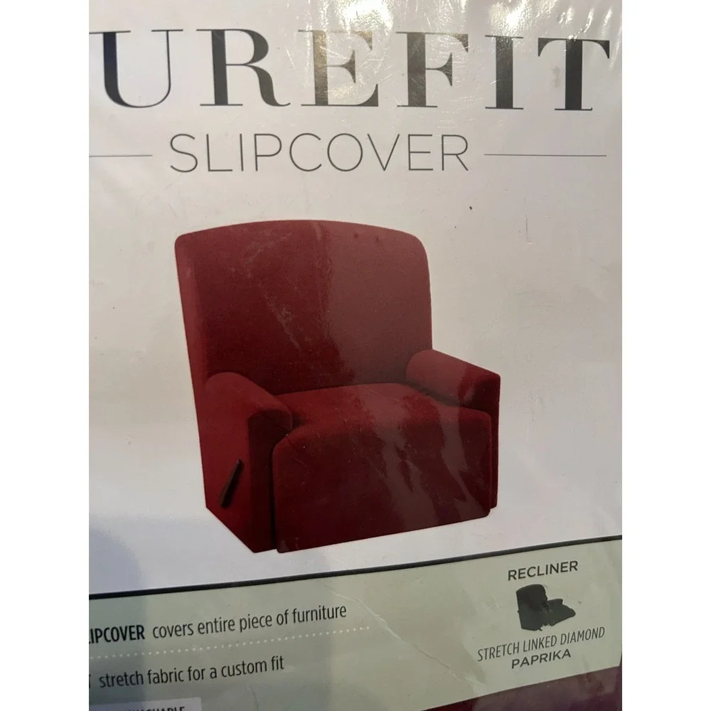 Sure Fit Stretch diamond Recliner Slipcover Paprika red Textured Chair Cover